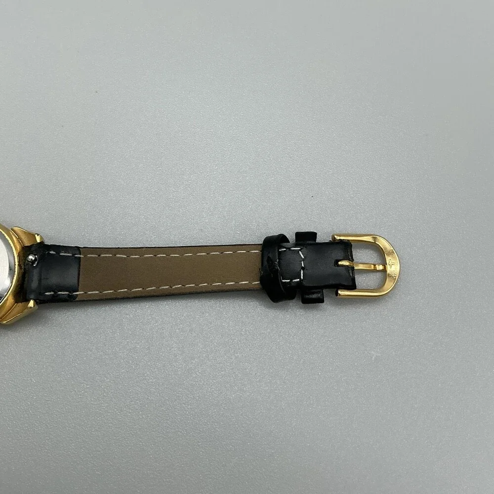 Vintage Timex Indiglo Womens Watch 25mm Black Dial Gold Tone Date New Battery